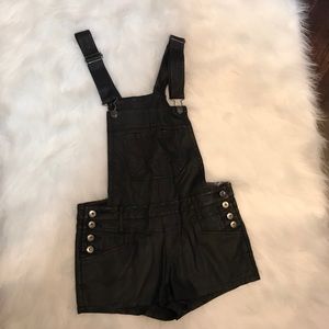 Black leather overalls